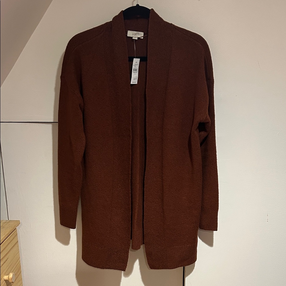 LOFT Women's Rich Brown Open Cardigan